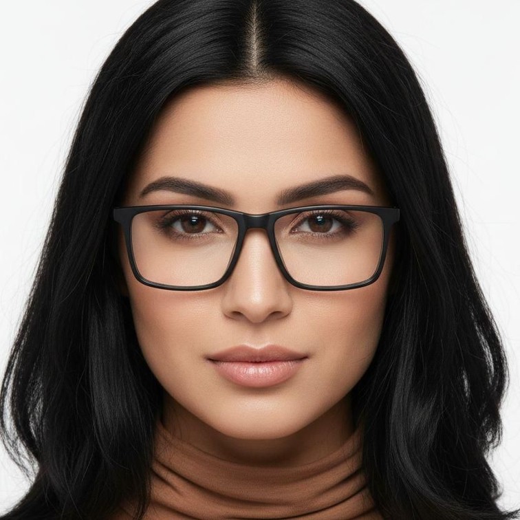 Lunettes rectangulaires en acétate noir #BS2012-0481