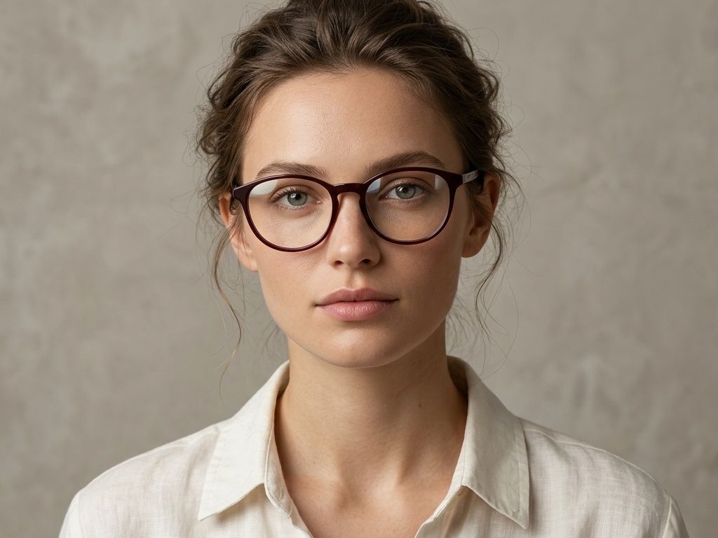 Oval Red Acetate Glasses #BS2012-0484