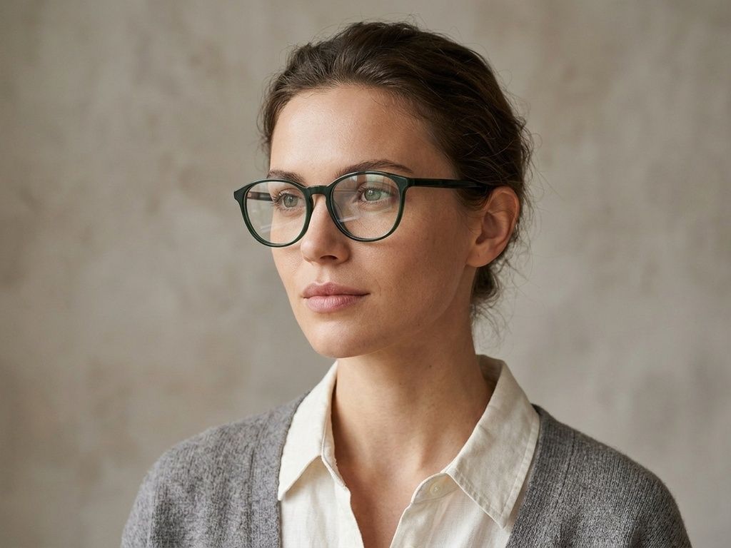 Oval Green Acetate Glasses #BS2012-0485