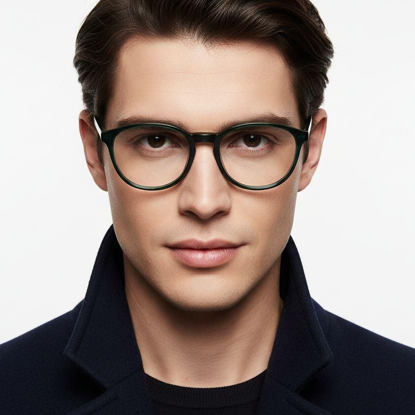 Oval Green Acetate Glasses #BS2012-0485