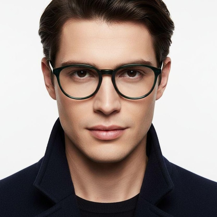 Oval Green Acetate Glasses #BS2012-0485