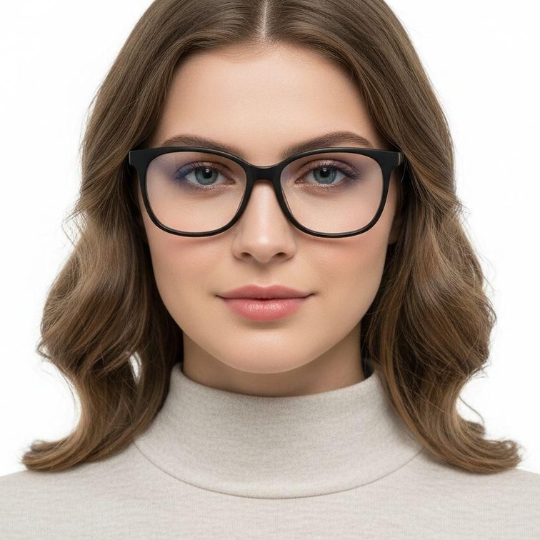 Rectangular Black Acetate Glasses #BS2012-0489