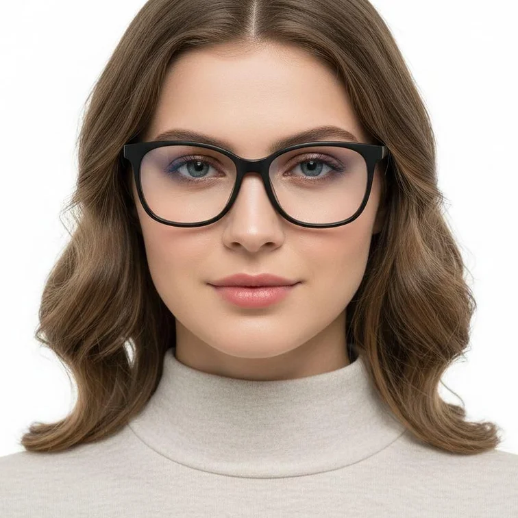 Rectangular Black Acetate Glasses #BS2012-0489
