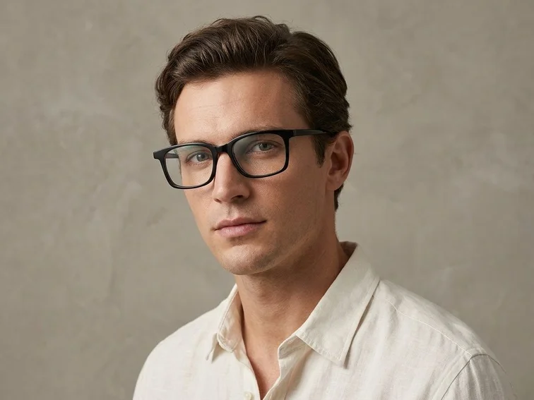 Rectangular Black Acetate Glasses #BS2012-0490