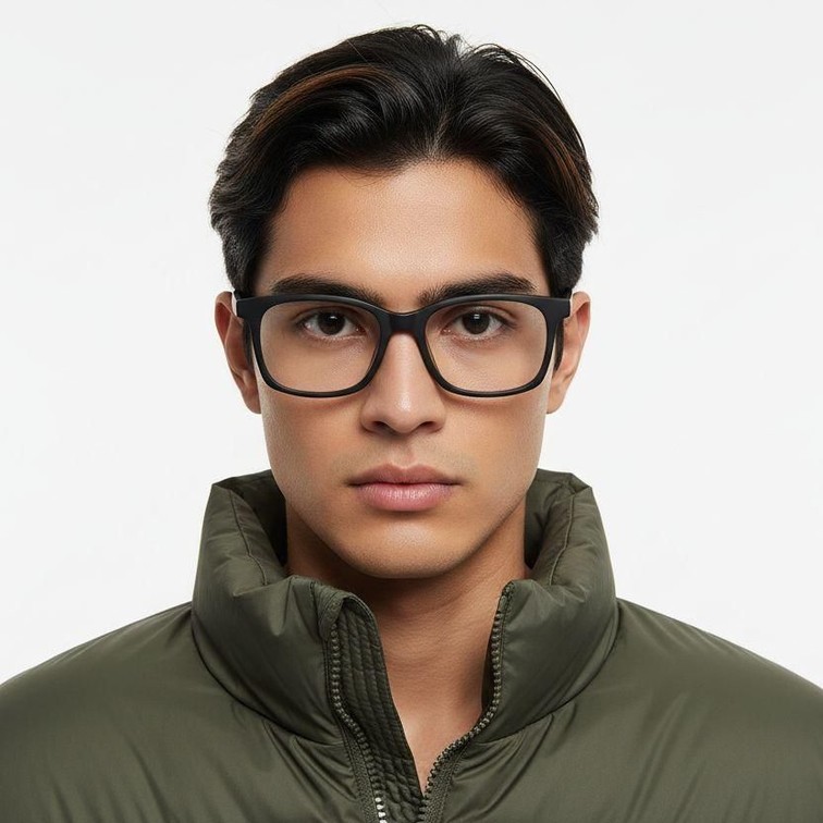 Rechteckige schwarze Acetatbrille #BS2012-0490