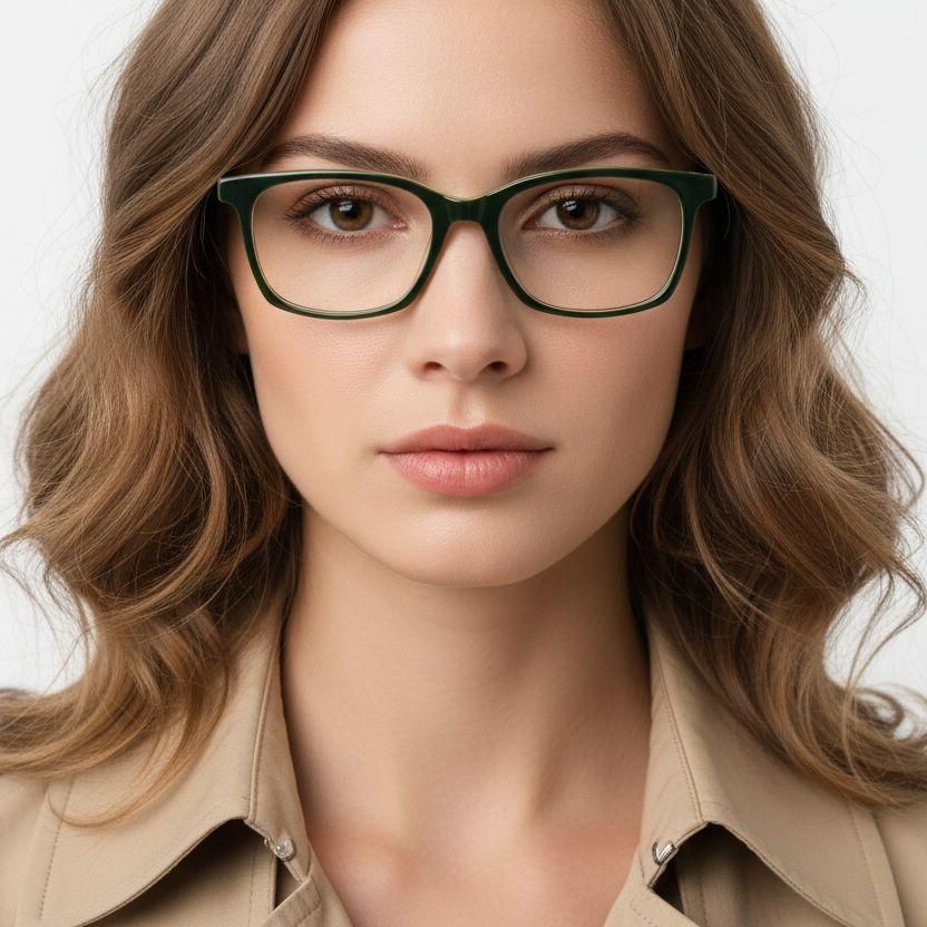 Rectangular Green Acetate Glasses #BS2012-0491