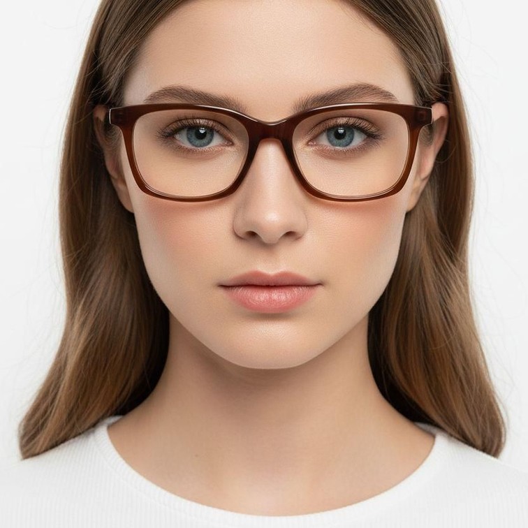 Lunettes rectangulaires en acétate brun #BS2012-0492
