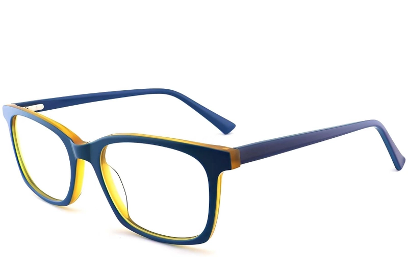 Lunettes rectangulaires en acétate bleu #BS2012-0493