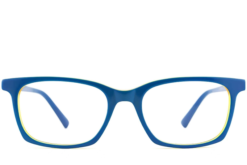 Lunettes rectangulaires en acétate bleu #BS2012-0493