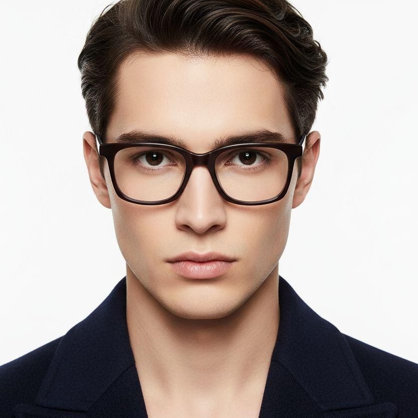 Rectangular Brown Acetate Glasses #BS2012-0494