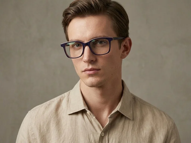 Rectangular Blue Acetate Glasses #BS2012-0495