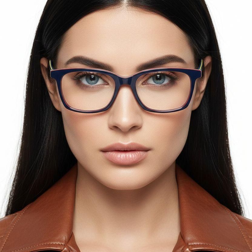 Rectangular Blue Acetate Glasses #BS2012-0495