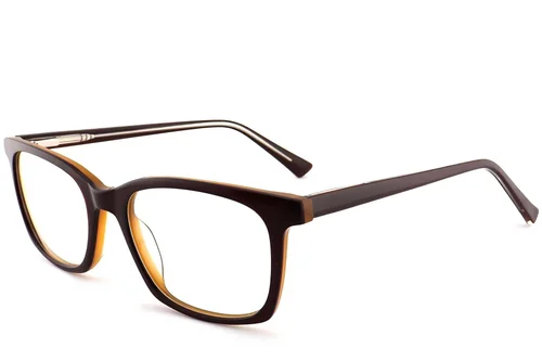 Lunettes rectangulaires en acétate brun #BS2012-0498