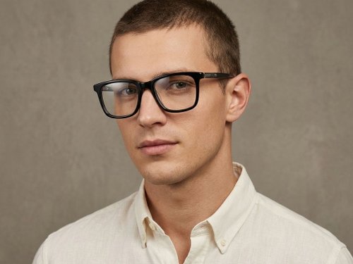 Lunettes rectangulaires en acétate noir #BS2012-0499