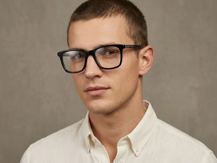 Rectangular Black Acetate Glasses #BS2012-0499