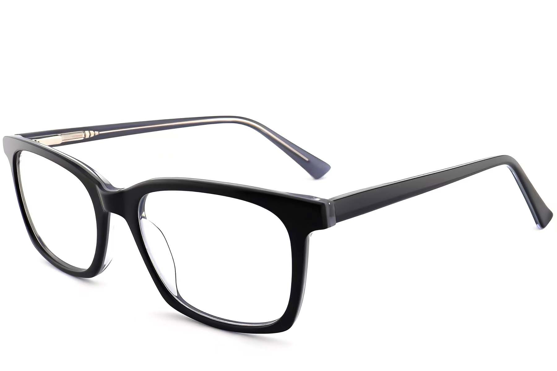 Rectangular Black Acetate Glasses #BS2012-0499