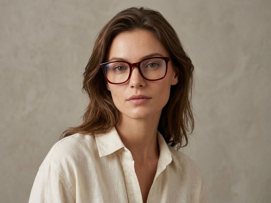 Rectangular Red Acetate Glasses #BS2012-0500