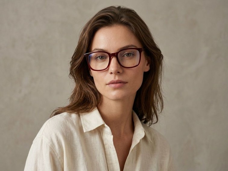 Rectangular Red Acetate Glasses #BS2012-0500