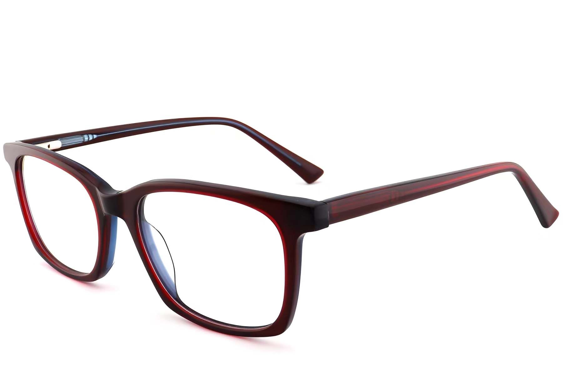 Rectangular Red Acetate Glasses #BS2012-0500