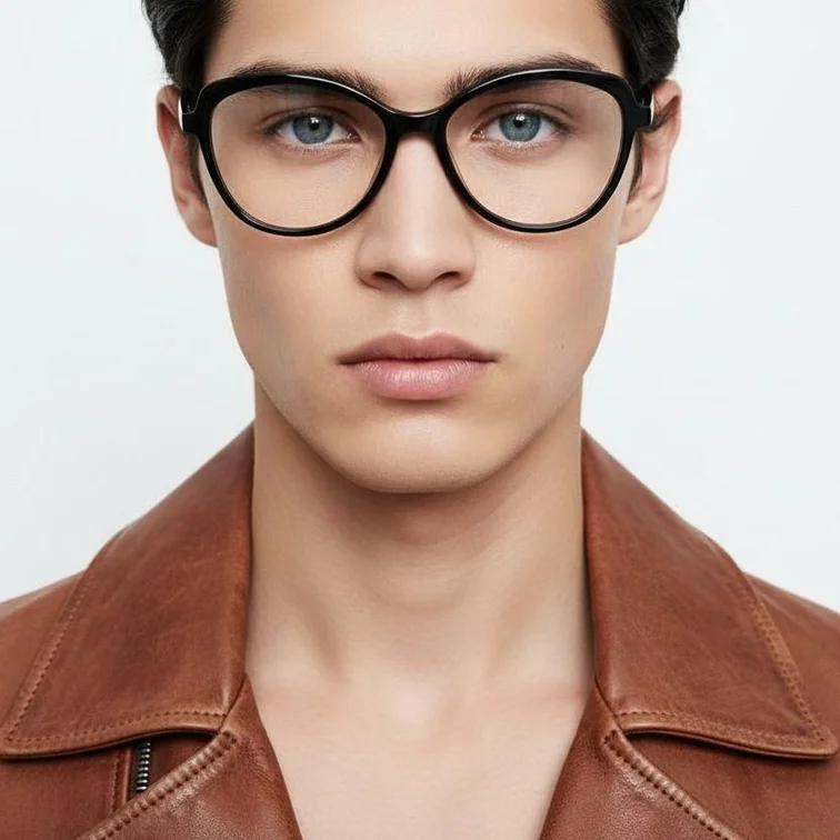 Schmetterlingsbrille aus schwarzem Acetat #BS2012-0503