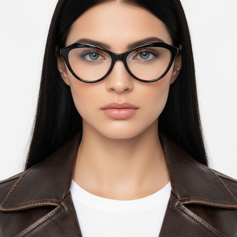 Schmetterlingsbrille aus schwarzem Acetat #BS2012-0508