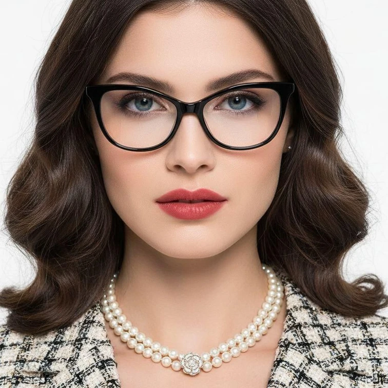 Lunettes papillon en acétate noir #BS2012-0512