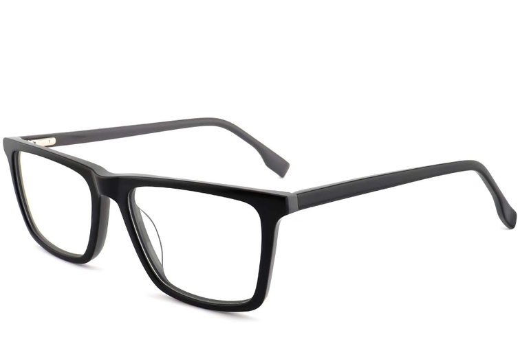 Rectangular Black Acetate Glasses #BS2012-0516