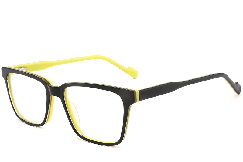 Lunettes rectangulaires en acétate noir #BS2012-0518