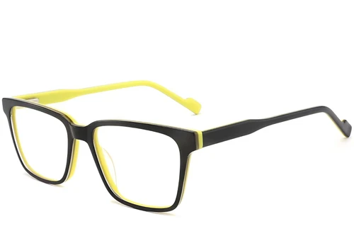 Lunettes rectangulaires en acétate noir #BS2012-0518