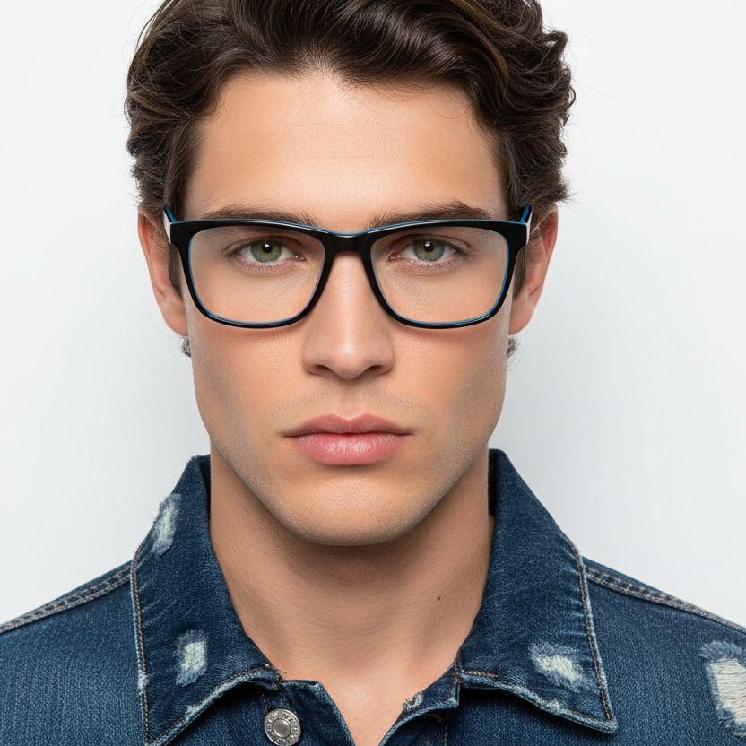 Rectangular Black Acetate Glasses #BS2012-0520