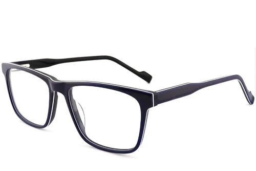 Lunettes rectangulaires en acétate bleu #BS2012-0521