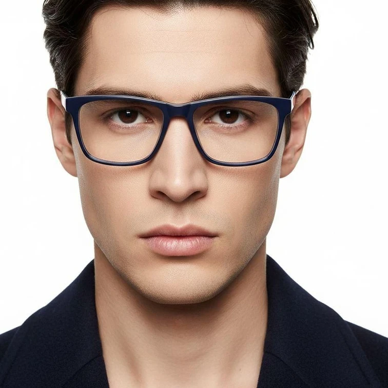 Lunettes rectangulaires en acétate bleu #BS2012-0521