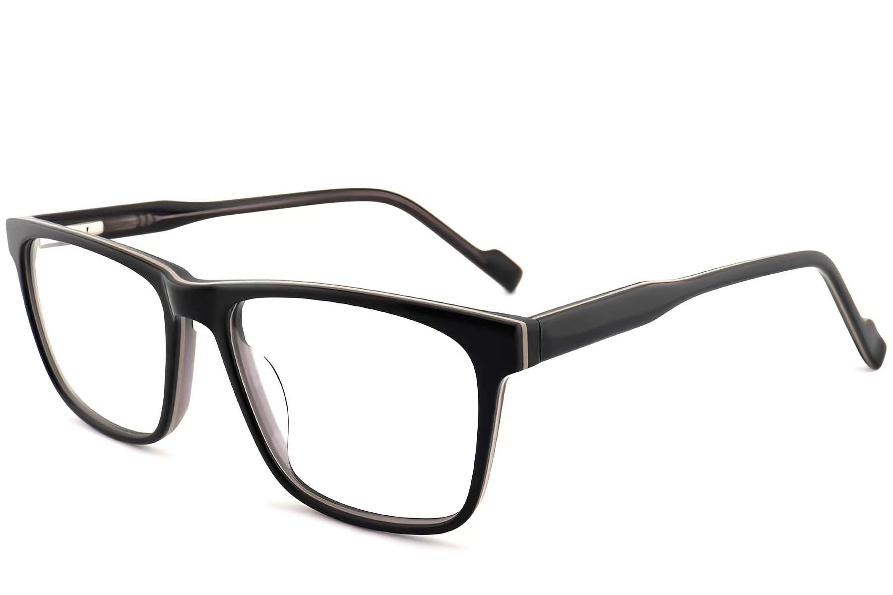 Rectangular Black Acetate Glasses #BS2012-0522