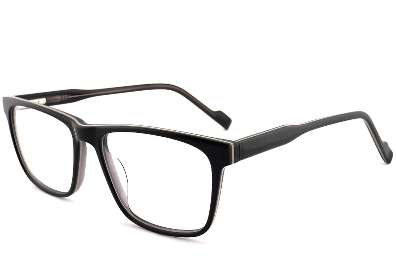 Lunettes rectangulaires en acétate noir #BS2012-0522