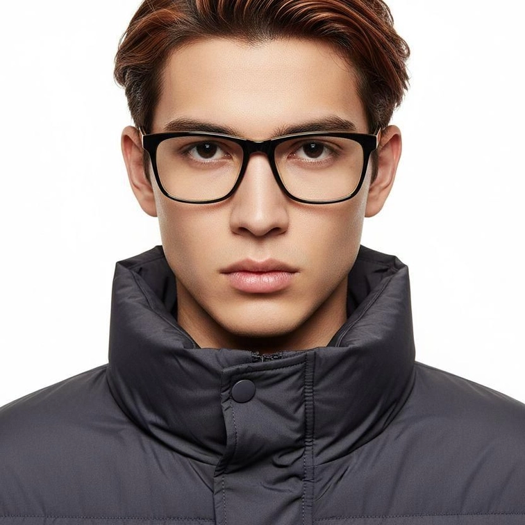 Rectangular Black Acetate Glasses #BS2012-0523