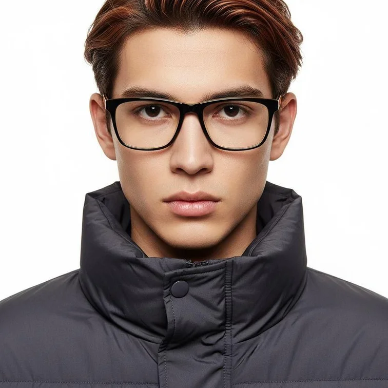 Rectangular Black Acetate Glasses #BS2012-0523