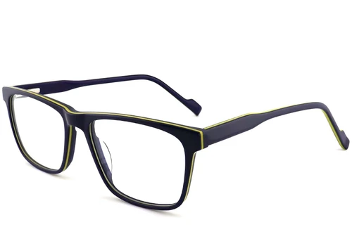 Lunettes rectangulaires en acétate bleu #BS2012-0524