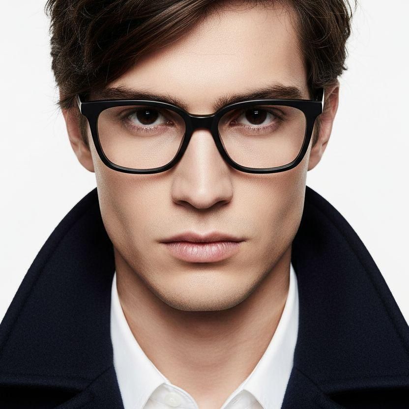 Rectangular Black Acetate Glasses #BS2012-0525