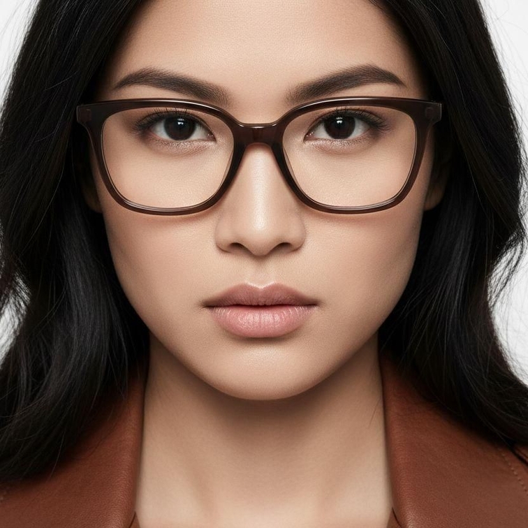 Rectangular Brown Acetate Glasses #BS2012-0526