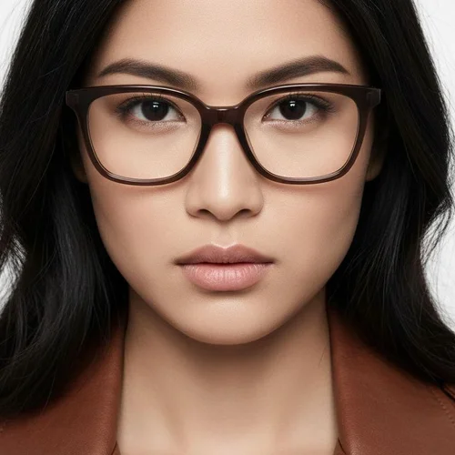 Lunettes rectangulaires en acétate brun #BS2012-0526