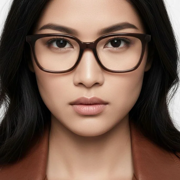 Rectangular Brown Acetate Glasses #BS2012-0526