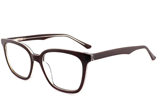Lunettes rectangulaires en acétate brun #BS2012-0527
