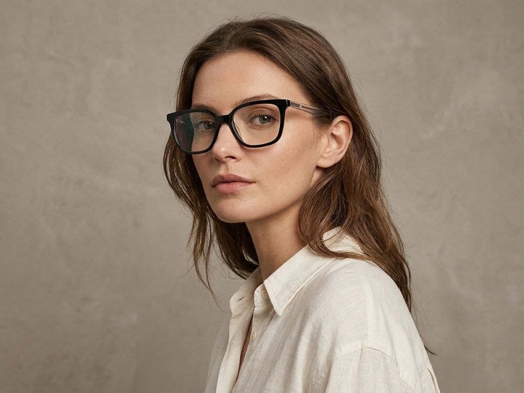 Rectangular Black Acetate Glasses #BS2012-0528