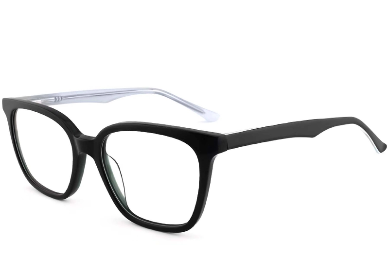 Lunettes rectangulaires en acétate noir #BS2012-0528