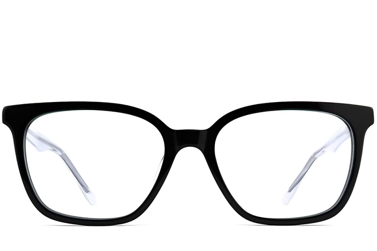 Rectangular Black Acetate Glasses #BS2012-0528