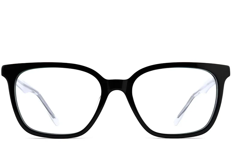 Rectangular Black Acetate Glasses #BS2012-0528