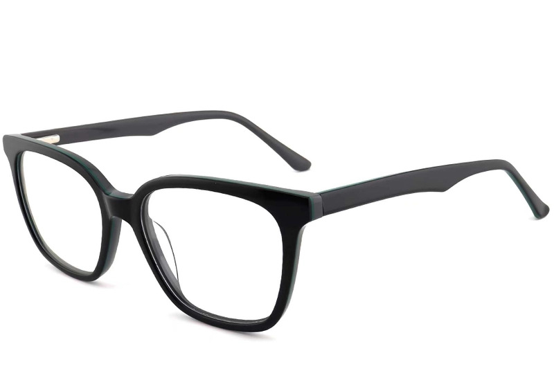 Lunettes rectangulaires en acétate noir #BS2012-0529
