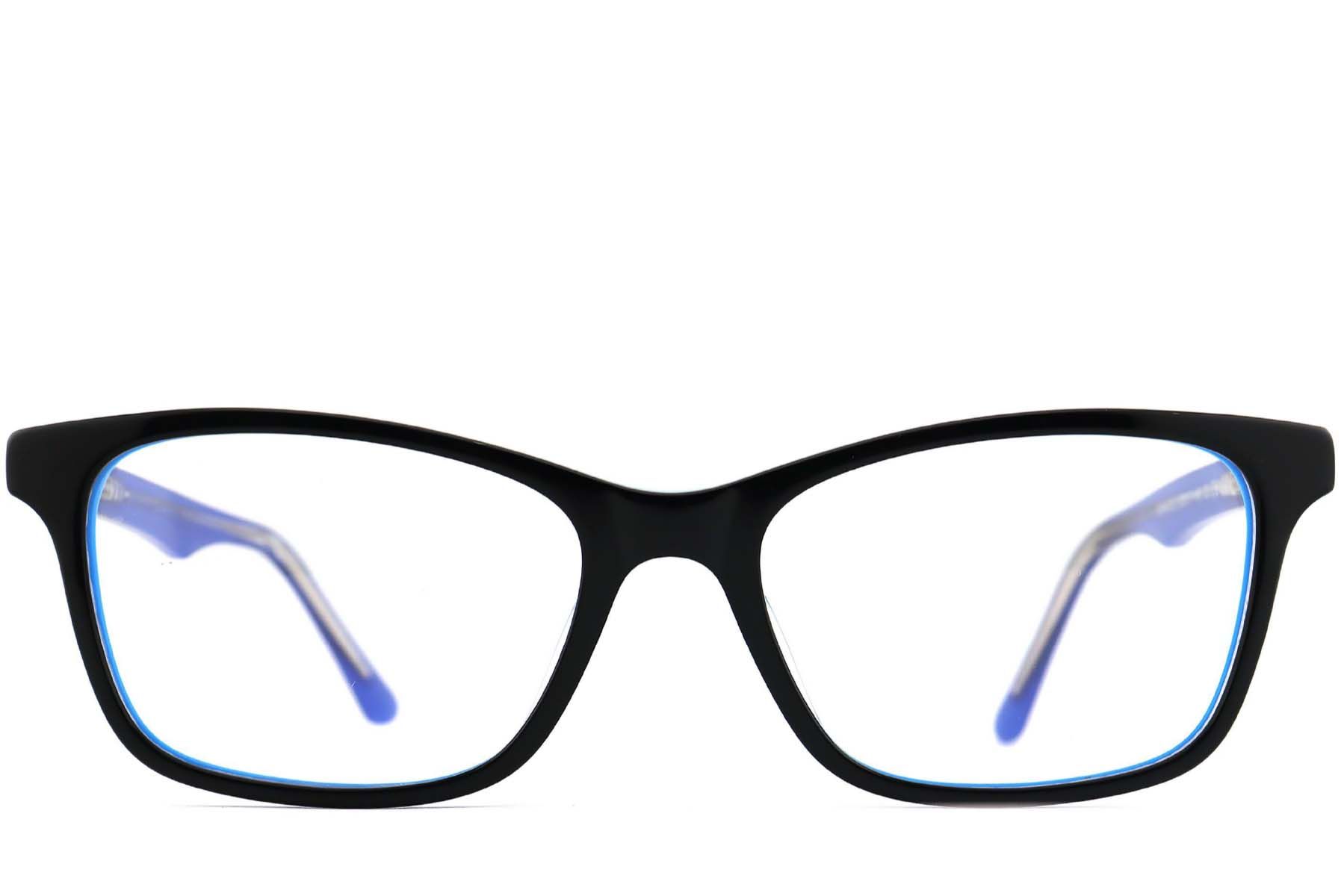 Rectangular Black Acetate Glasses #BS2012-0534