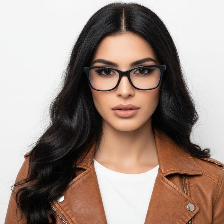 Rectangular Black Acetate Glasses #BS2012-0534