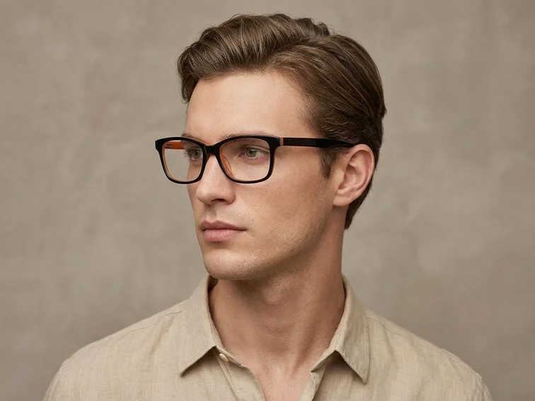 Rectangular Black Acetate Glasses #BS2012-0535